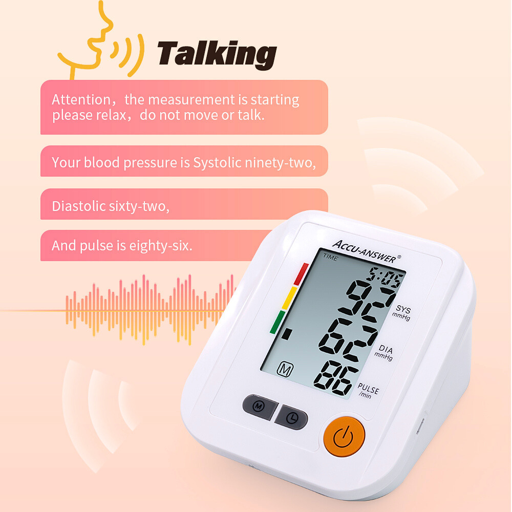 Upper Arm Blood Pressure Monitor with large LCD Display and Expandable Cuff