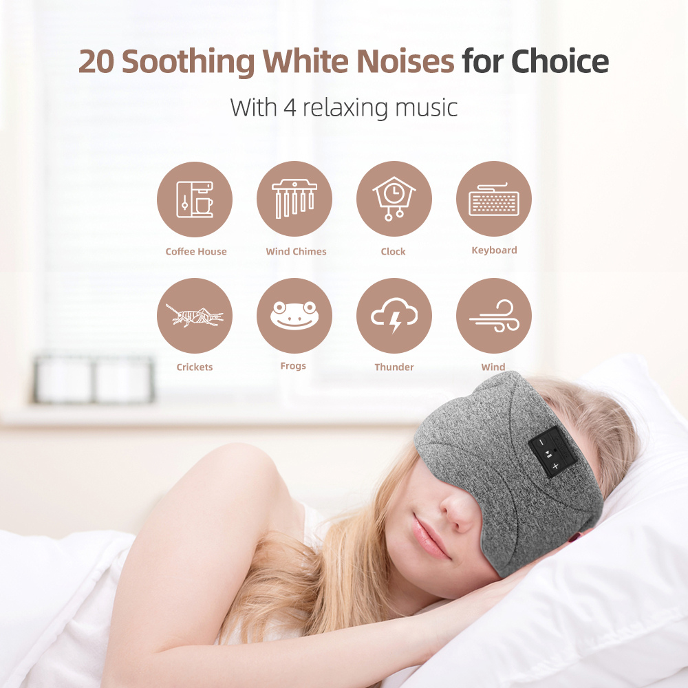 Sleep Headphone Eye Mask with White Noise and Bluetooth and Adjustable Strap