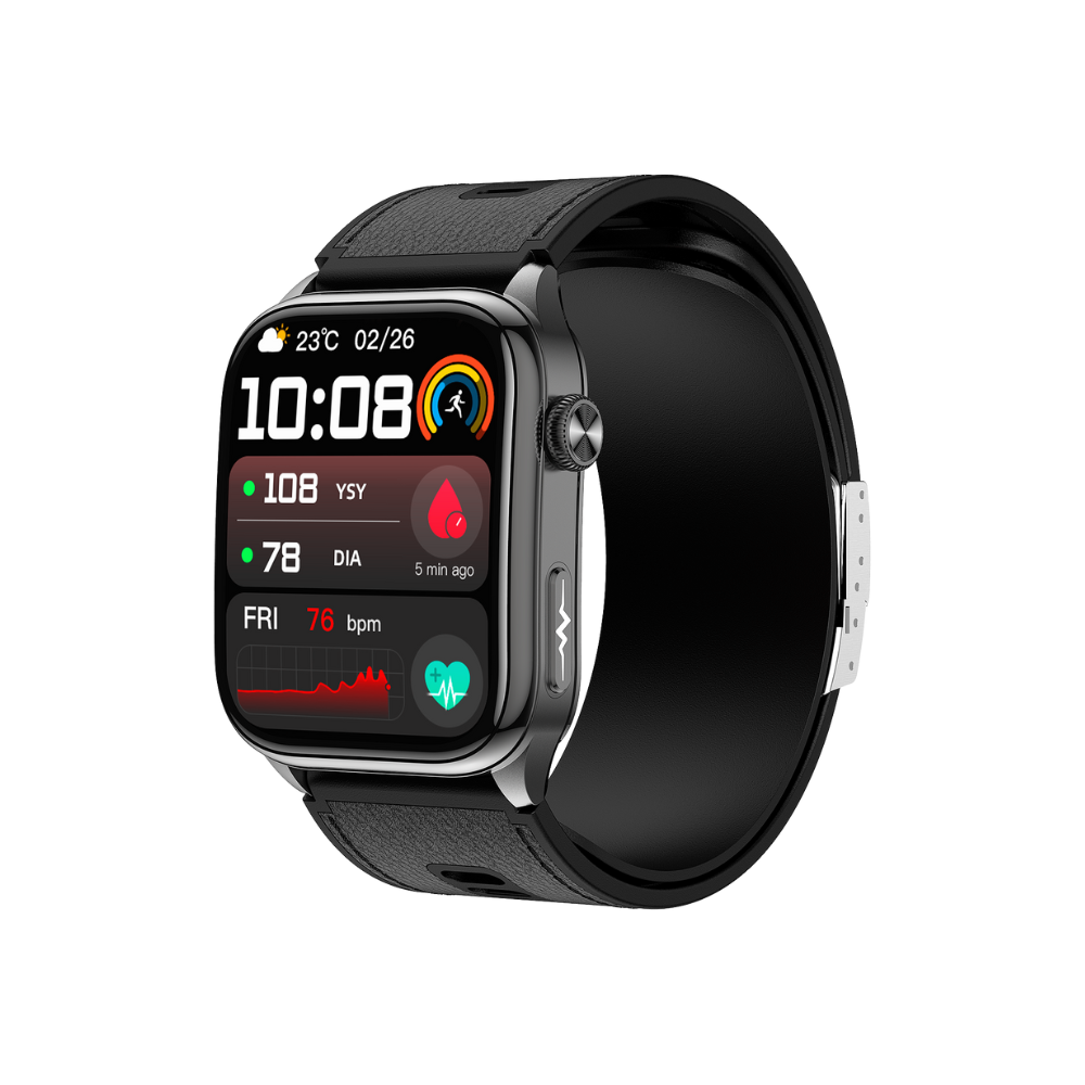 Health Smartwatch with Air Pump BP Monitor ECG Glucose Monitoring SOS Calling AMOLED Display
